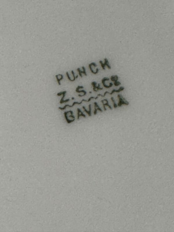 A close-up of a porcelain mark printed in black, reading PUNCH Z.S. & Co. BAVARIA on a white, slightly textured surface. The text appears in all capital letters and is arranged in three lines, with “BAVARIA” at the bottom.